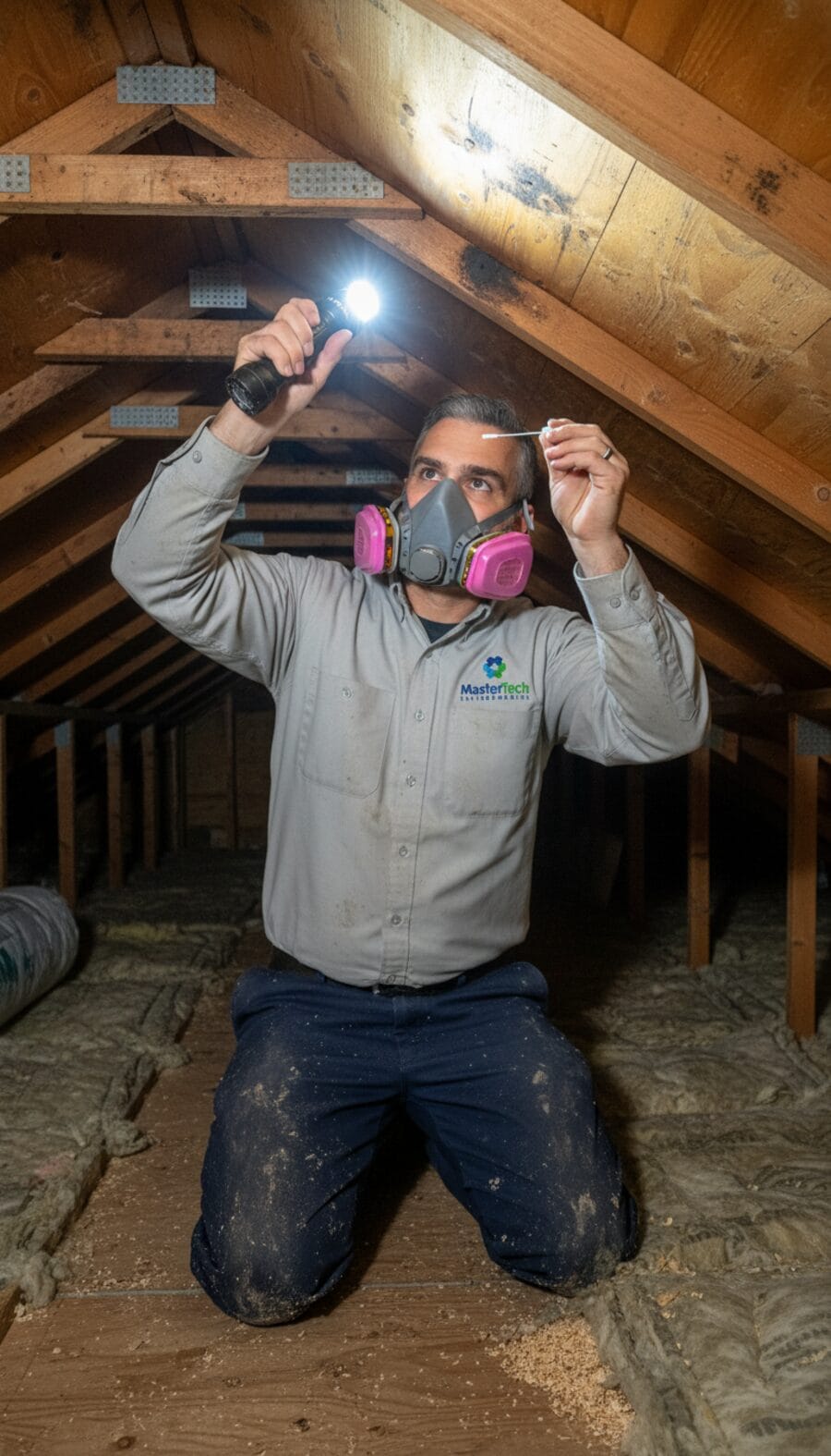 Certified mold inspector at a hillside home in Tyler Run, PA